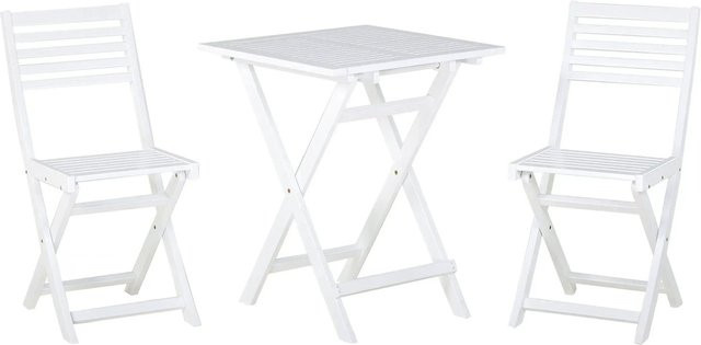 Beliani Bistro Set FIJI in Weiss mit Holzelementen B/T/H: 60 x 60 x 84 cm - Bild 1