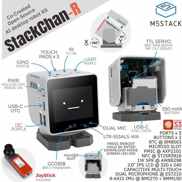 M5Stack Stackchan Kawaii Open-Source AI Desktop-Roboter-Kit mit Fernbedienung in Weiß (ESP32-S3, Wi-Fi und Bluetooth) - Bild 1