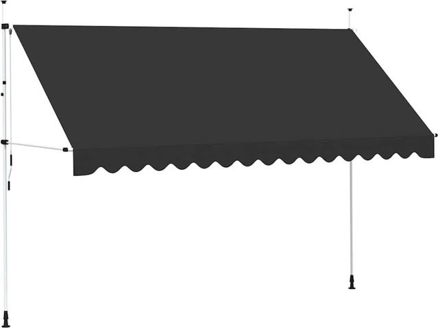 Handbetriebene Furnicato Einziehbare Markise aus Polyester in Anthrazit, Breite: 400 cm - Bild 1