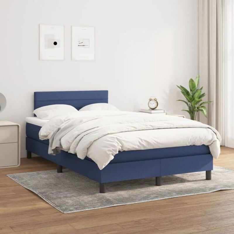 Vidaxl Boxspringbett mit Matratze in Blau aus Stoff und Holzwerkstoff B/T/H: 120 x 200 x 31 cm - Bild 1