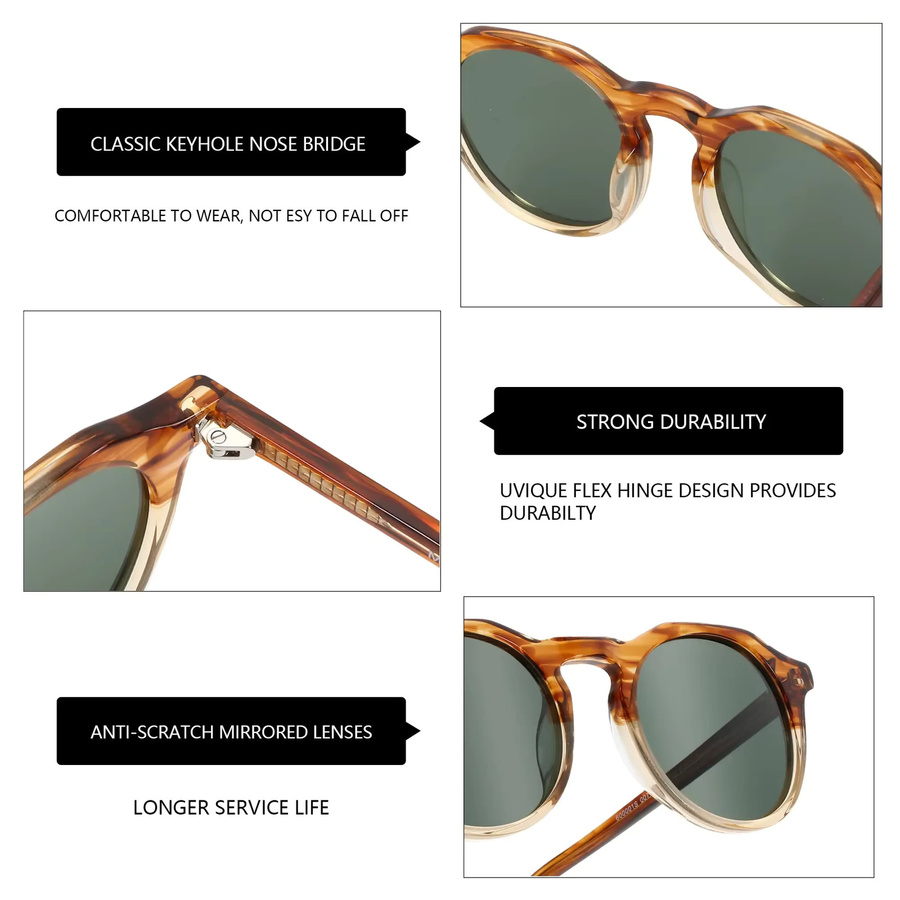 BLUEMOKY Sonnenbrille, rund, Acetat, Vollrand, braun, Unisex, polarisiert - Bild 4