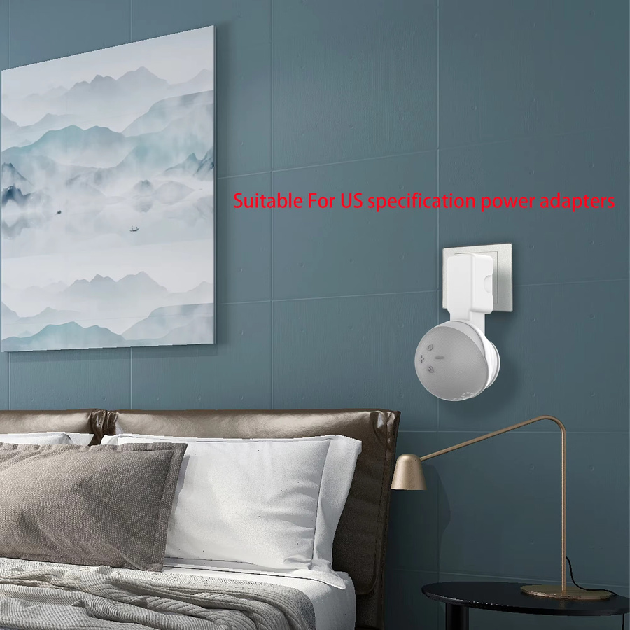 Intelligenter Audio-Ständer und Wandhalterung für Echo Dot 4. und 5. Generation mit Steckdosen-Aufbewahrung, Farbe: Weiß - Bild 3