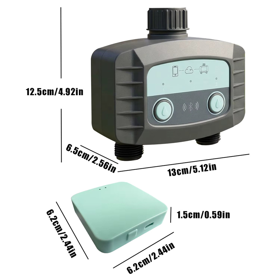 Tuya Dual-Outlet Automatischer Bewässerungstimer Intelligentes Bewässerungssystem für den Außenbereich in Grau - Bild 7
