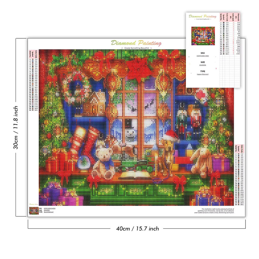 Sdoyuno Diamantmalerei Set Weihnachtslandschaft als Mosaik-Gemälde für Erwachsene in Multicolor mit runden Steinen - Bild 2