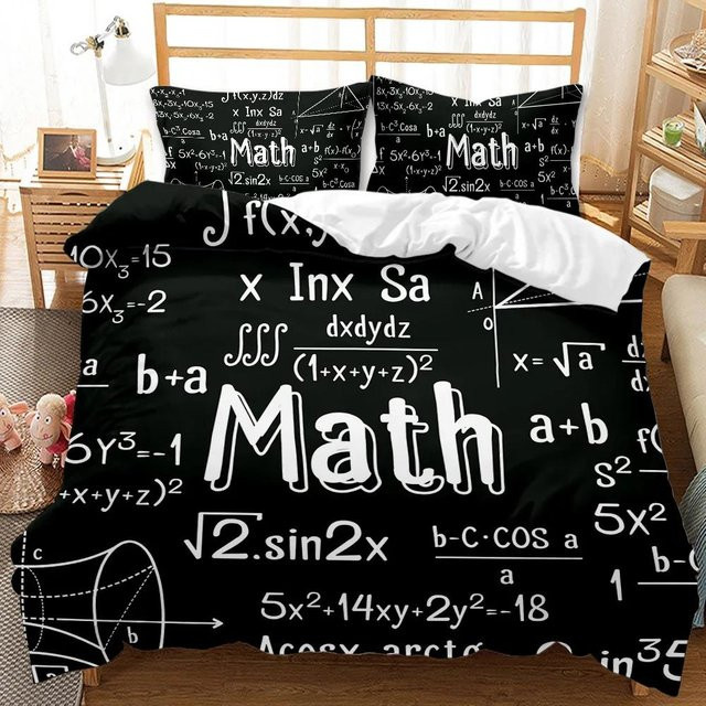 Bettwäsche Set Binchi Fitness Mathe Bettbezug mit Mathematik Formel Druck für Kinder, Farbe: Schwarz, B/H: 135 x 200 cm - Bild 1