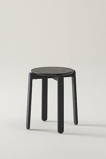 Jotex Hocker MALDEN aus Esche in Schwarz, skandinavisches Design, B/T/H: 45 x 45 x 41 cm - Bild 1