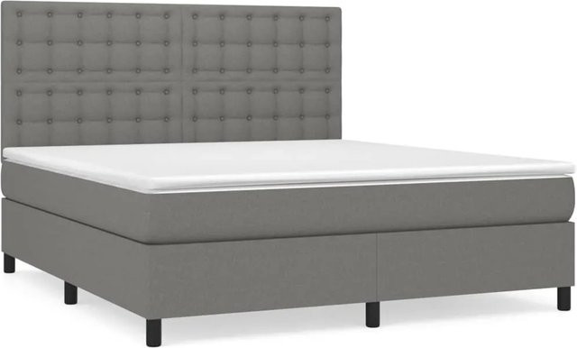 vidaXL Boxspringbett Hybrid mit Matratze und Kopfteil Dunkelgrau B/T/H: 160 x 200 x 118 cm - Bild 1