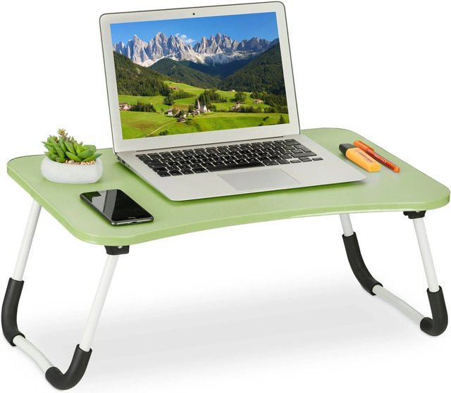 Relaxdays Klappbarer Laptoptisch aus MDF und Eisen in Grün B/T/H: 63 x 40 x 26 cm - Bild 1