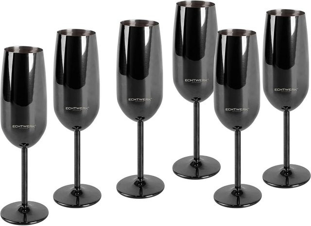 ECHTWERK Sektgläser Champagne Flute Schwarz, 6er Pack, 250 ml - Bild 1