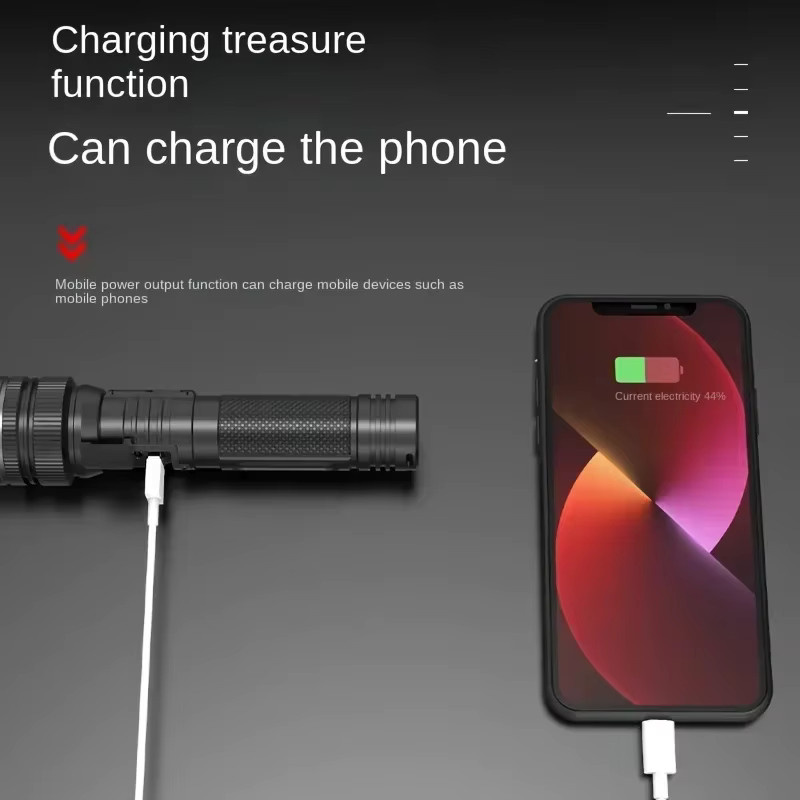 Heinast LED-Taschenlampe mit USB-Ladefunktion, Zoom und Digitalanzeige in Schwarz - Bild 5