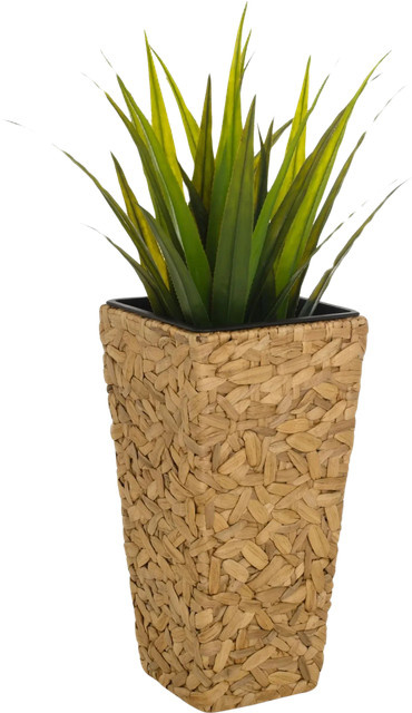 Pflanzkübel Clarissa von Aplanta in Beige mit Rattan-Optik, B/T/H: 31 x 31 x 60 cm - Bild 1