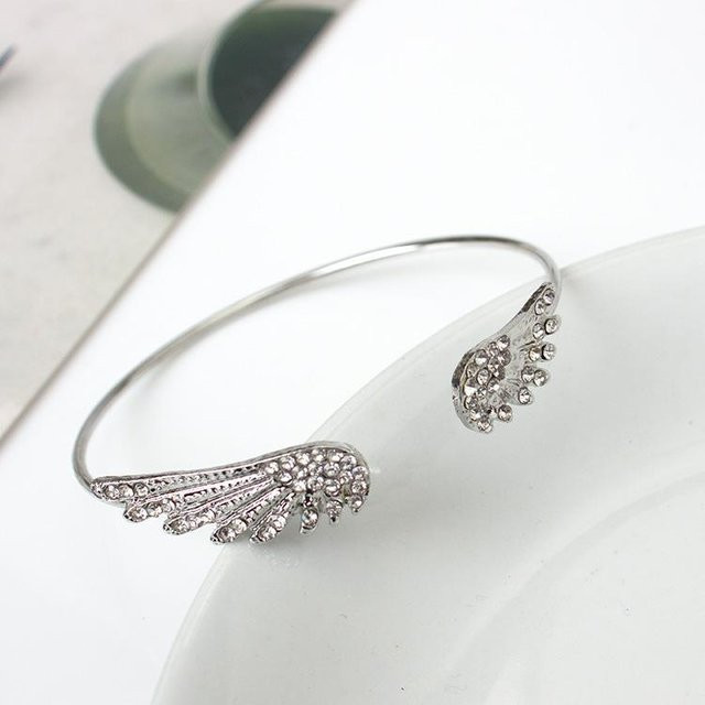 Armband Engel Flügel, Messing, Silber, Kristall, Damen - Bild 1