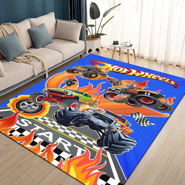 Hot Wheels Rennauto Kinder Teppich mit Cartoon-Motiv, rutschfest und waschbar, B/T: 60 x 40 cm, Mehrfarbig - Bild 1