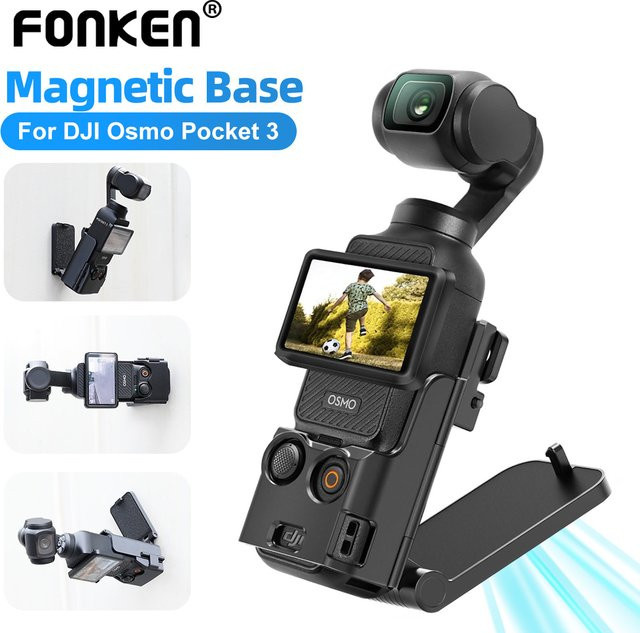FONKEN Magnetischer Halterungsständer mit 180-Grad-Winkel für DJI Osmo Pocket 3 und Batteriegriff, Schwarz - Bild 1