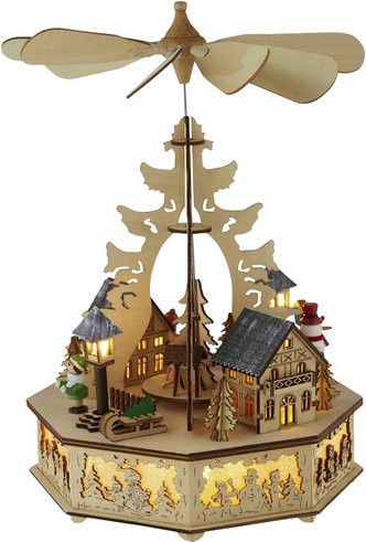 Konstsmide Elektrische Weihnachtspyramide Village in Beige und Silber - Bild 1