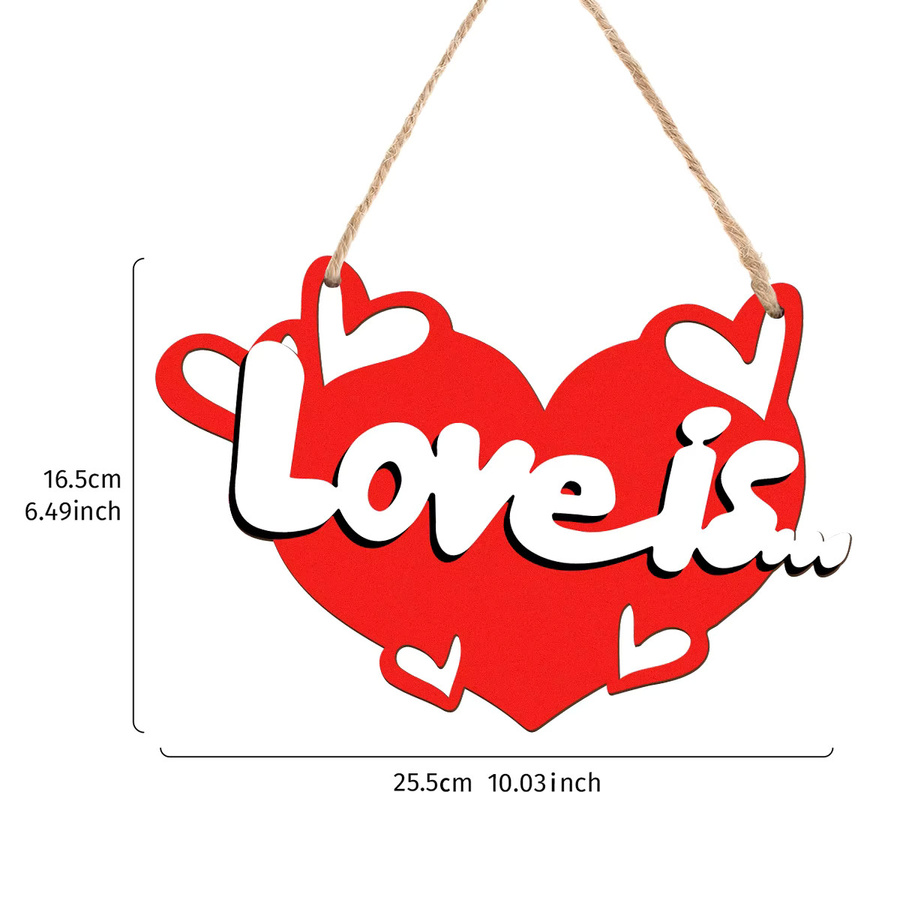 Roter herzförmiger Liebesanhänger als Wanddekoration für Valentinstag und Hochzeit - Bild 3