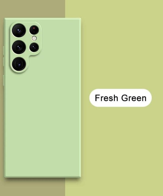 Samsung Flüssigsilikon-Handyhülle mit weicher Stoff-Rückseite in Grün für Galaxy S24 S23 Ultra S22 Plus S21 FE S20 - Bild 1