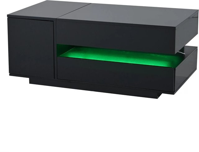 okwish Couchtisch mit anhebbarer Tischplatte, Schublade und Schrank in Schwarz, B: 95 cm, T: 50 cm, H: 34,5 cm - Bild 1