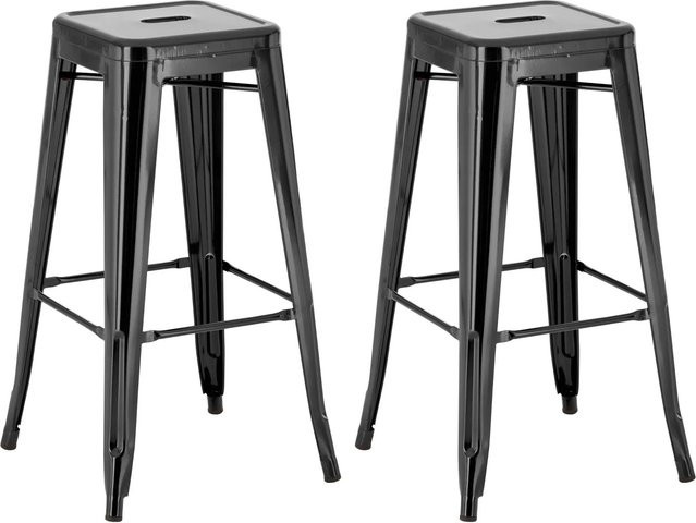 CLP 2er Set Barhocker Joshua Schwarz aus Metall stapelbar - Bild 1