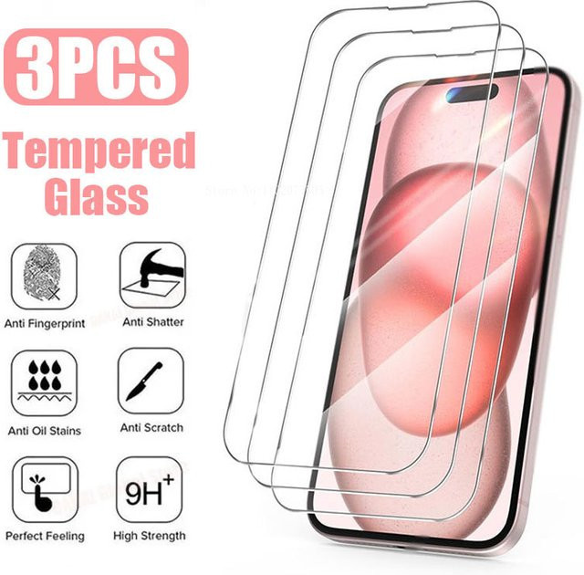 3er-Set ERIKOLE Displayschutzfolie transparent für iPhone 15 14 13 12 11 Pro Max sowie iPhone 7 8 Plus SE XR XS Max - Bild 1