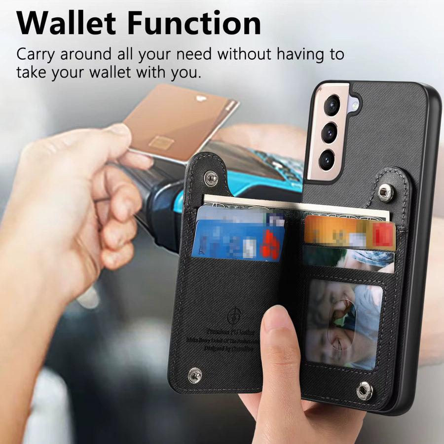Flip Card Bag Handyhülle für Samsung Galaxy S25 Plus S24 FE S23 Ultra S22 S21 A56 A55 5G A54 A53 mit Handgelenkschlaufe, Reißverschluss und Wallet Cover in Blau - Bild 4
