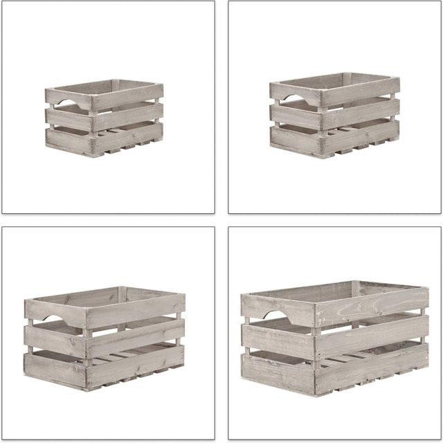 Relaxdays Holzkiste aus Tannenholz in Grau, 4er Set, B/T/H: 50 x 25 x 31 cm - Bild 1