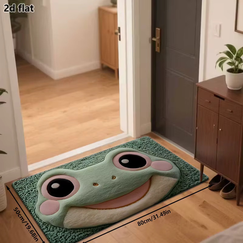 VIKAMA Teppich mit Frosch-Motiv in Grün für Esszimmer und Flur, rechteckig - Bild 2