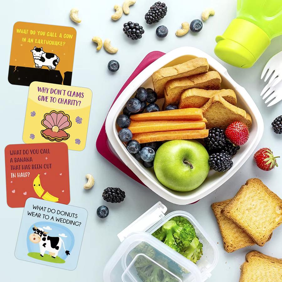 60 Stück Witzkarten für die Lunchbox mit lustigen Wortspielen und Inspirationen in Mehrfarbig - Bild 3