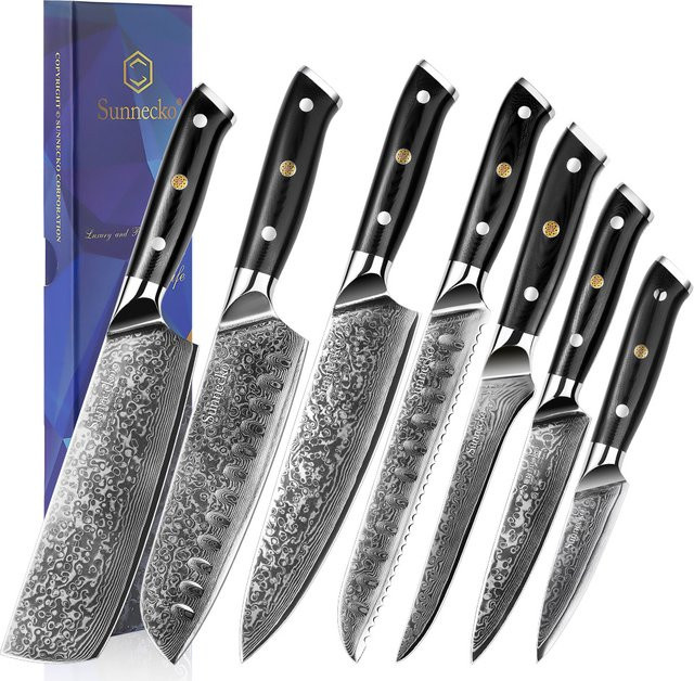 Sunnecko Damaskus Santoku-Messer aus VG10-Stahl in Silber - Bild 1