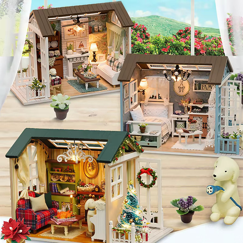zuuton DIY Miniatur Puppenhaus Gebäude, Holz, Montage Haus Spielzeug - Bild 2