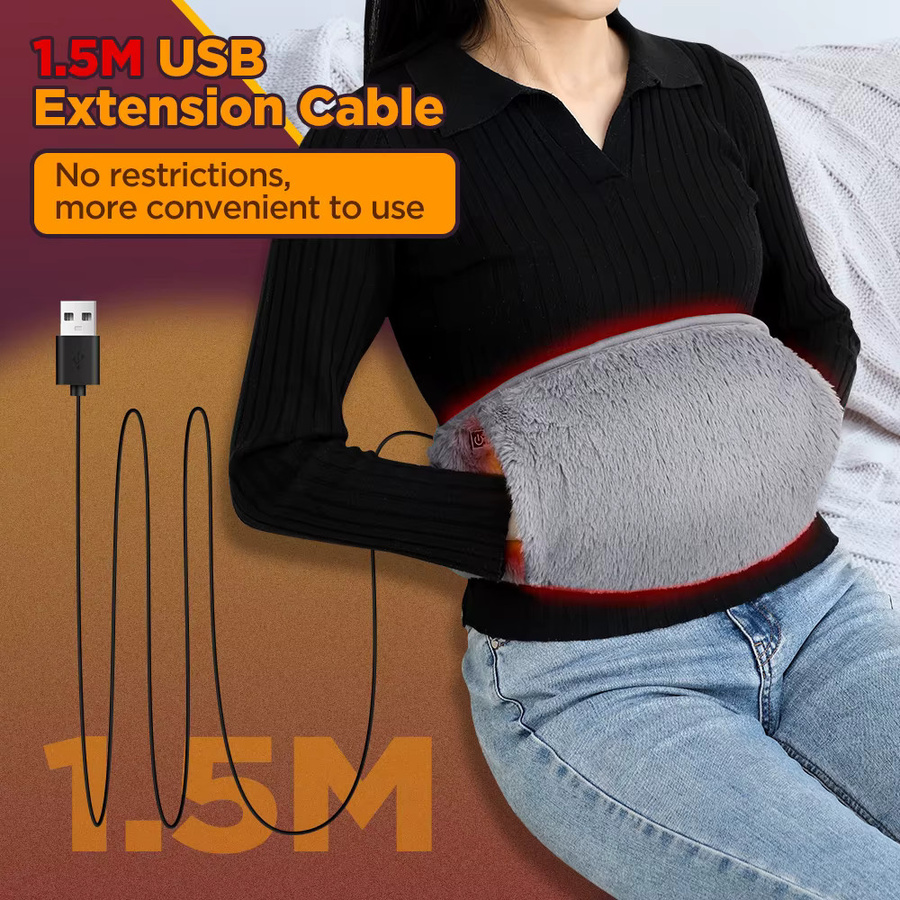 AFDEAL Elektrische Heizung Bauch-Taillengürtel in Grau, 3-stufig verstellbarer USB-Handwärmer und Heißkompresse für Lendenwirbelsäule und Menstruationsbeschwerden - Bild 5