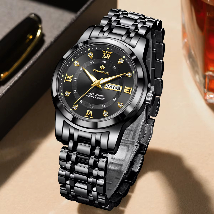 LIGE Armbanduhr Edelstahl, Quarz, Schwarz, Herren - Bild 3