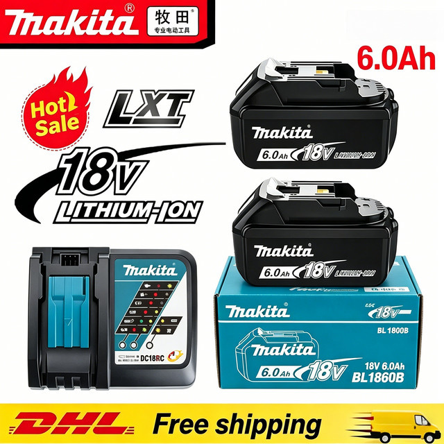 Makita 18V LXT Lithium-Ionen-Akku 6,0Ah und DC18RC Schnellladegerät-Set in Schwarz - Bild 1