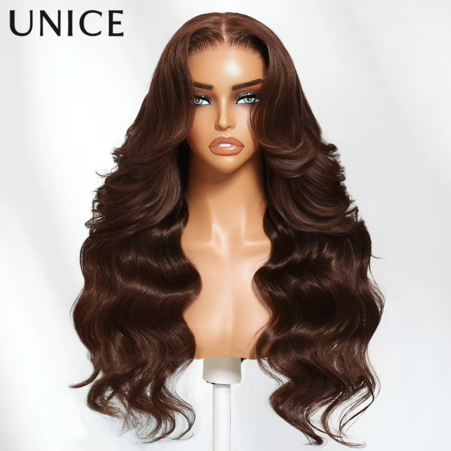UNice Lace Wig Loose Wave Echthaarperücke, Auburn/Rotbraun, 150 % Dichte - Bild 3