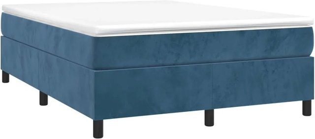 vidaXL Boxspringbett mit Matratze Dunkelblau aus Samt, Hybridbett mit Taschenfederkern, B/T: 140 x 190 cm - Bild 1
