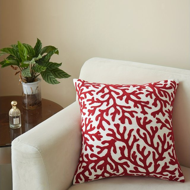VIKAMA Kissenbezug mit Marine Law Korallen und Seestern Print in Rot, B/H: 30 x 30 cm - Bild 1