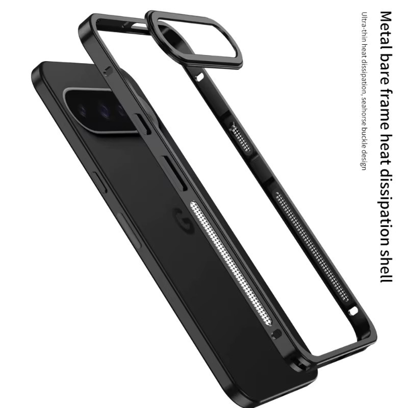 Stoßfeste Metallhülle aus matter Aluminiumlegierung für Google Pixel 9 und Pixel 10 Pro XL in Schwarz mit Wärmeableitung - Bild 5