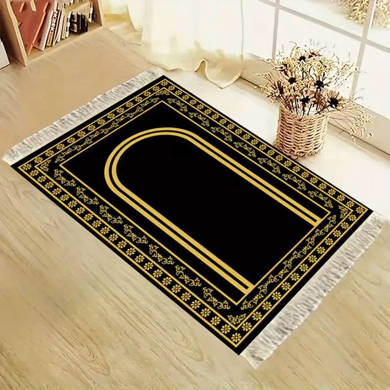 VIKAMA Gebetsteppich Klassisch in Schwarz-Gold für Ramadan und Pilgerreise - Bild 2