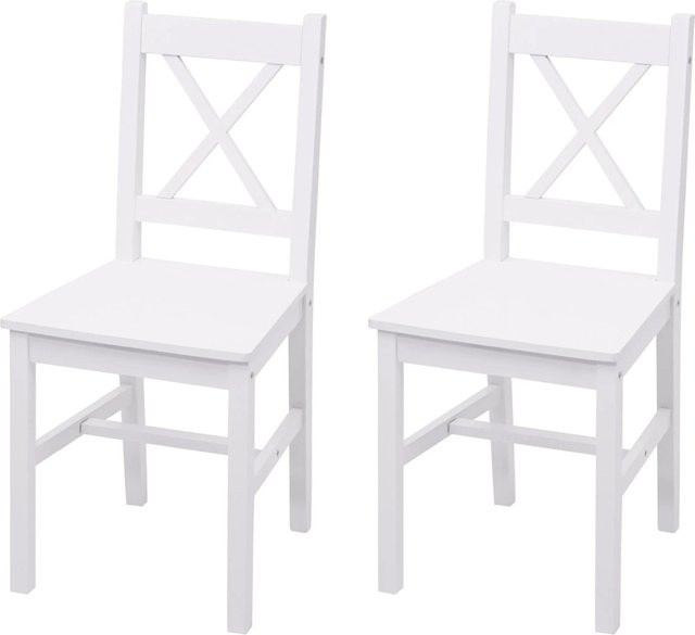 CHEFGASTRO Esszimmerstuhl 2er-Set aus Massiv-Kiefernholz in Weiß, Landhaus-Stil, stapelbar, Höhe: 86 cm, Breite: 40 cm, Tiefe: 42 cm, Sitzhöhe: 45 cm - Bild 1