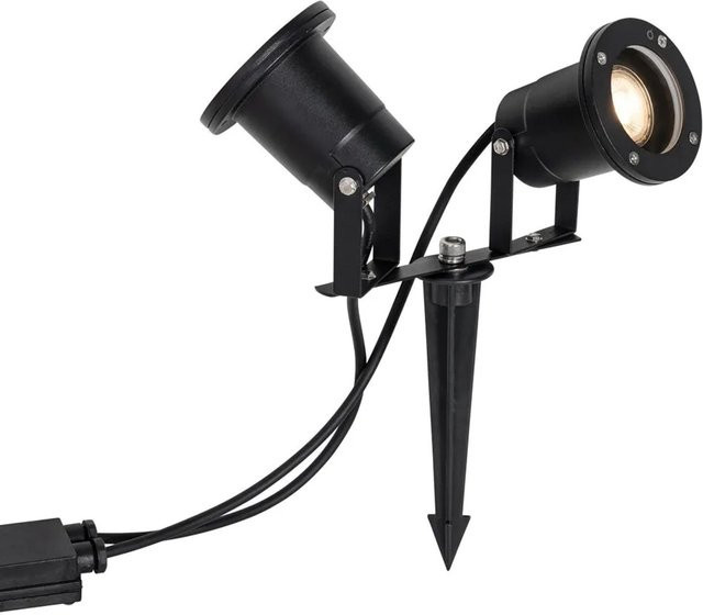 QAZQA Gartenstrahler Schwarz 2-flammig IP65 Basic mit Kabel und Stecker - Bild 1