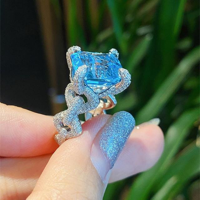 Ring Silber, Blau, Zirkonia, Damen - Bild 1
