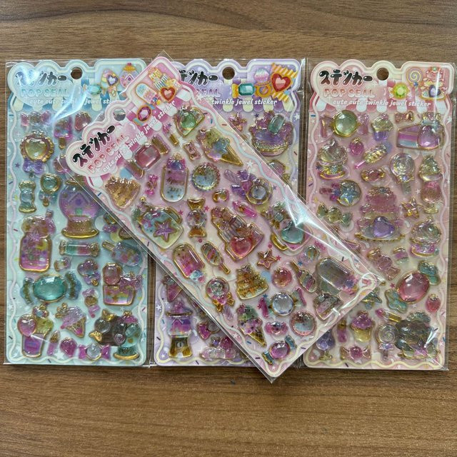 4 Stück 3D Glitzer-Edelstein-Aufkleber von Papery Pop Store in Multicolour für Scrapbooking und DIY Basteldekoration - Bild 1