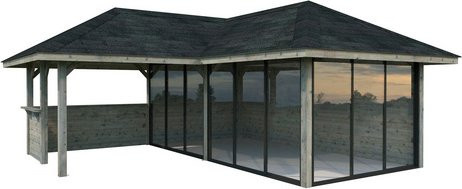 PALMAKO Pavillon Bianca Set 223 Slide aus Fichtenholz in Grau, B/T/H: 588 x 588 x 319 cm - Bild 1