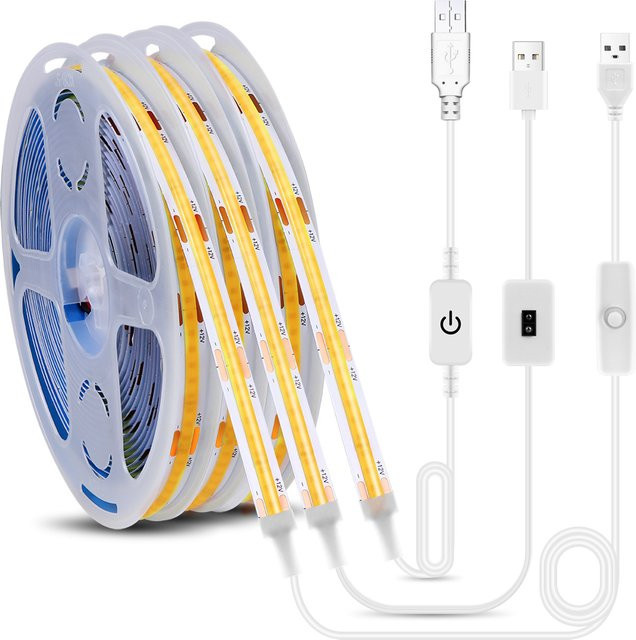 CHNAITEKE COB LED Streifenlicht USB-DC-5-V in Weiß mit dimmbarem Touch-Sensor und Handscan-Funktion - Bild 1