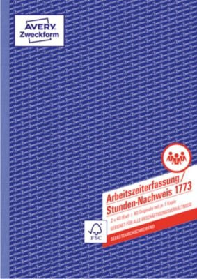 Avery Zweckform Stundennachweis Formular 1773 zur Arbeitszeiterfassung, selbstdurchschreibend, DIN A4, weiß/gelb - Bild 2