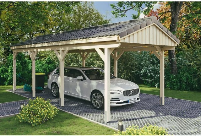 Skan Holz Carport Fichtelberg aus Fichte in Beige, B/T: 317 x 808 cm, Höhe: 303 cm - Bild 1
