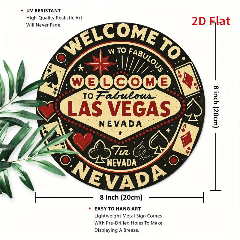 Potdemiel Welcome to Las Vegas Neonschild Metallwandkunst im Retro-Design, Rot und Schwarz - Bild 2