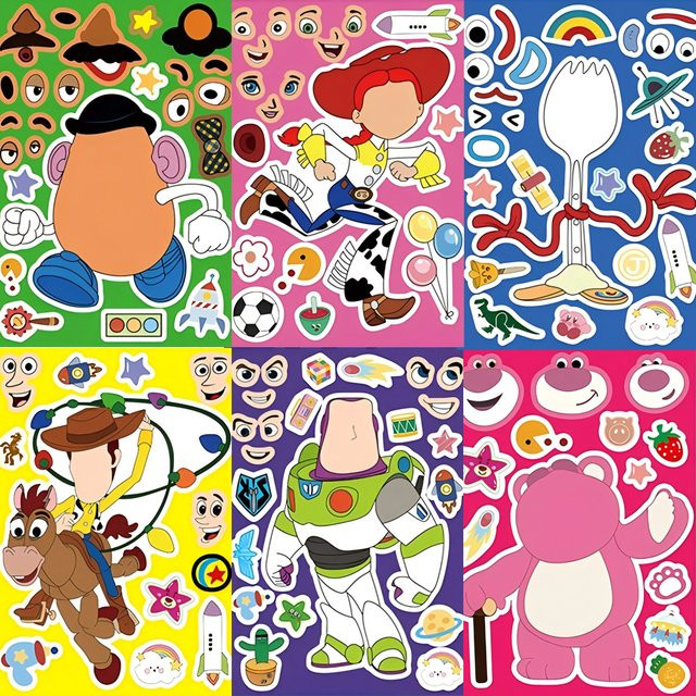 Disney Toy Story Buzz Lightyear Woody Make-a-Face Puzzle-Aufkleber - Bild 1