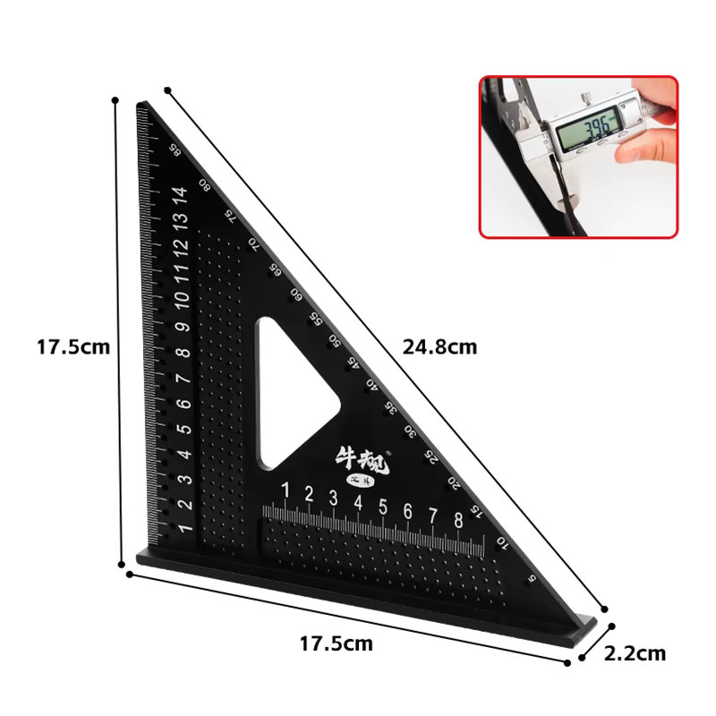 Präzisions-T-Quadrat-Winkelmesser aus Aluminium in Schwarz, 7-Zoll Markierungslehre und Zimmermannsquadrat als Mess-Layout-Werkzeug - Bild 5
