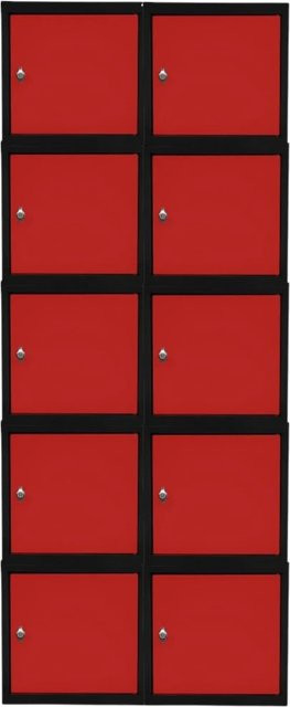 PROREGAL Blocky Schließfachwürfel Set aus 10 Stück mit Drehriegelschloss für Vorhängeschlösser, B/T/H: 40 x 40 x 40 cm, Anthrazit/Verkehrsrot - Bild 1